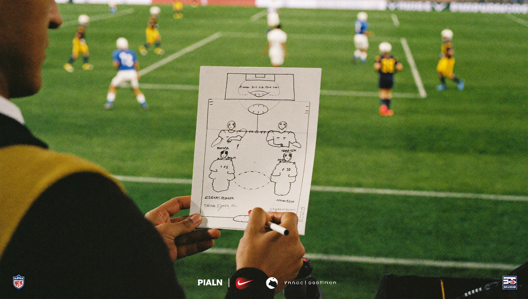 Scout de fútbol tomando notas con una tablet mientras observa un entrenamiento